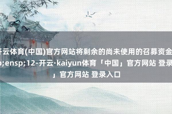 开云体育(中国)官方网站将剩余的尚未使用的召募资金&ensp;12-开云·kaiyun体育「中国」官方网站 登录入口